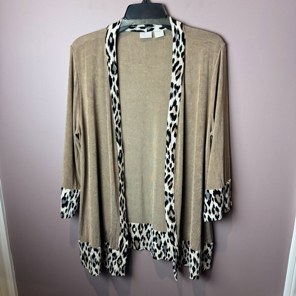 Chicos Travelers Jacket Animal Print Border 2 / Large - Picture 2 of 10
